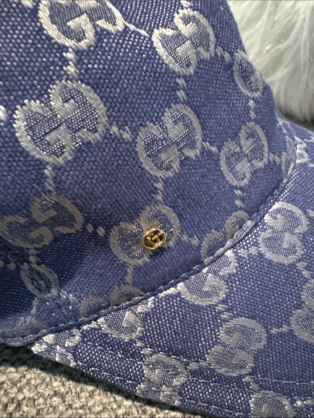 Gucci Blue and Beige GG Monogram Cap - Picture 3 of 7